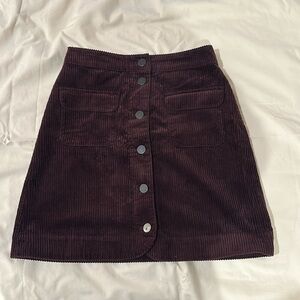LOFT Burgundy Mini Corduroy Skirt
